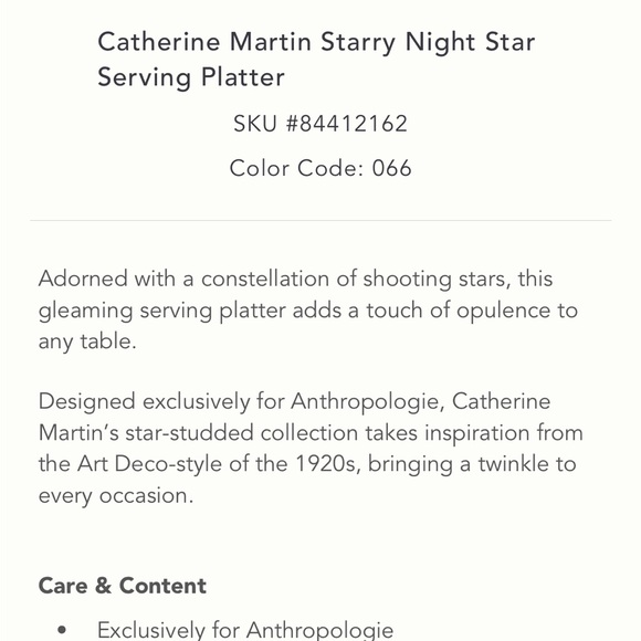 24KGold Starry Night serving platter Catherine Martin - Picture 5 of 7